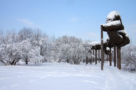 MOSCOW, RUSSIA - February, 2018: Art object in the national Park "Chermyanka" by artist Polisskyのeditorial素材