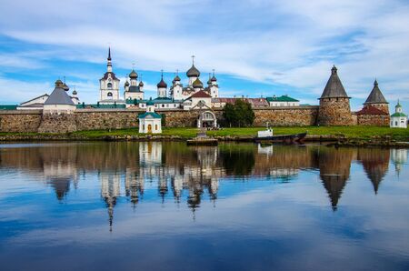 SOLOVKI, REPUBLIC OF KARELIA, RUSSIA - August, 2017: Solovki Monastery at summer day. View from the White Seaのeditorial素材