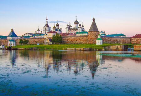 SOLOVKI, REPUBLIC OF KARELIA, RUSSIA - August, 2017: Solovki Monastery in summerのeditorial素材