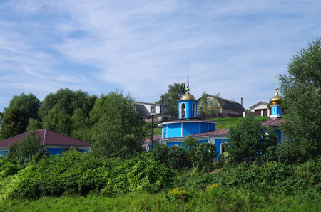BYKOVO, MOSCOW REGION, RUSSIA - August, 2019: The church-chapel of the Mother of God "Life-Giving Spring" on the river Bykovkaのeditorial素材