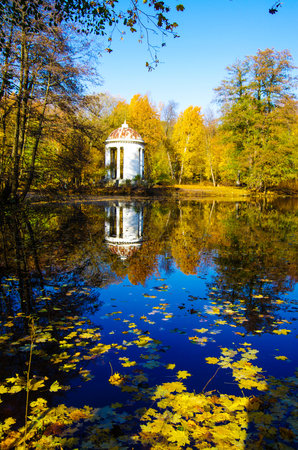 BYKOVO, MOSCOW REGION, RUSSIA - October, 2018: Manor Bykovo. Gazebo in the park on the lake