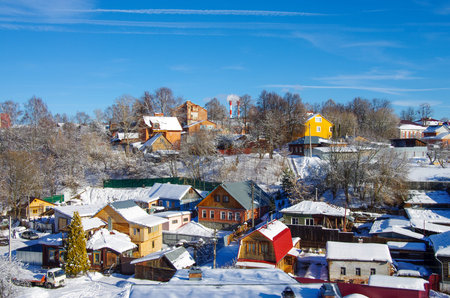 Serpukhov, Russia - February, 2019: Views of the city on a sunny winter day