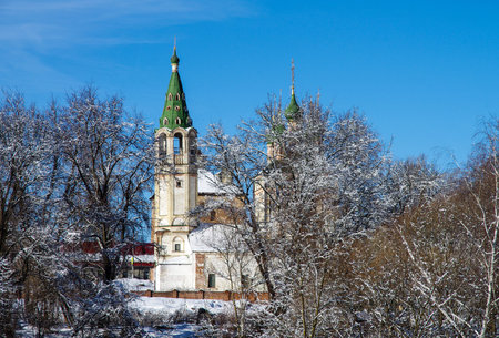 SERPUKHOV, RUSSIA - February, 2019: Trinity Church in winter sunny dayのeditorial素材