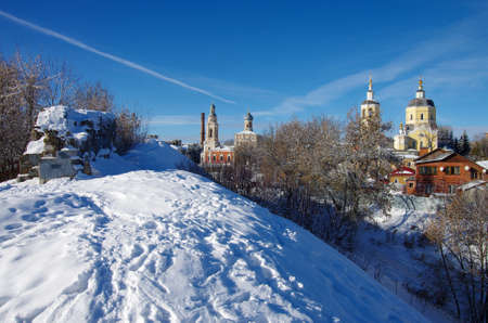 SERPUKHOV, RUSSIA - February, 2019: Church Of The Assumption Of The Blessed Virgin. Cathedral mountain viewのeditorial素材