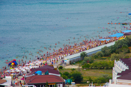 SUDAK, CRIMEA - August, 2019: City view from the hillのeditorial素材