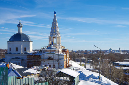 Serpukhov, Russia - February, 2019: Trinity cathedral in winter dayのeditorial素材