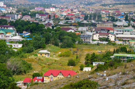 SUDAK, CRIMEA - August, 2019: City view from the hillのeditorial素材