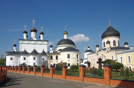 VILLAGE NOVYY BYT, CHEKHOV DISTRICT, RUSSIA - September, 2019: The monastery of the Ascension of...