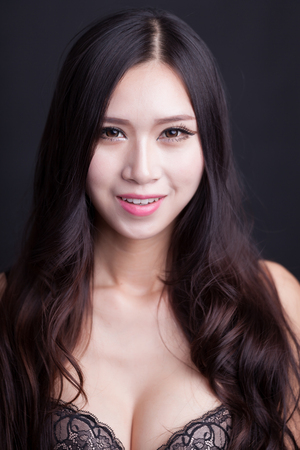 Sexy Chinese woman wearing brasの写真素材