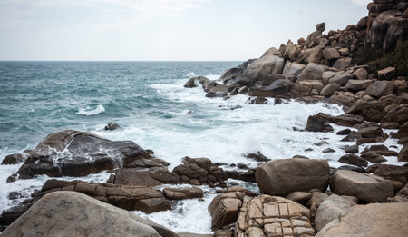 Chinese sea, off the coast of Wuzhizhou Island lineの写真素材