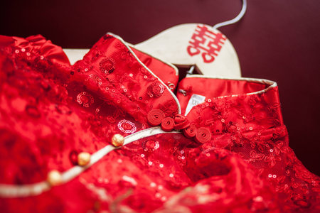 China traditional wedding dress, cheongsamの写真素材