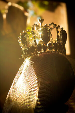 A crown studded with diamonds, sparklingの写真素材