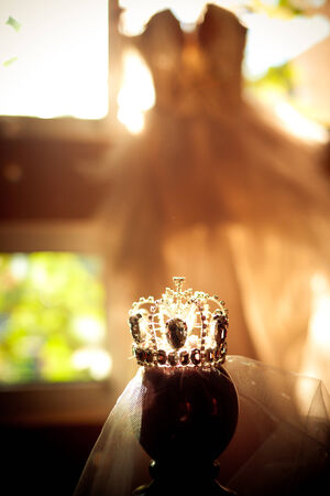 A crown studded with diamonds, sparklingの写真素材