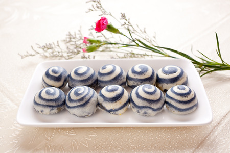 Chinese steamed bread in the dish, sweetの写真素材