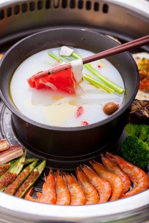 Barbecue and hot pot togetherの写真素材
