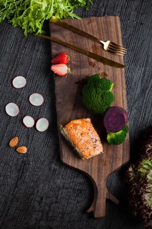 Fried salmon, healthy diet, health foodの写真素材