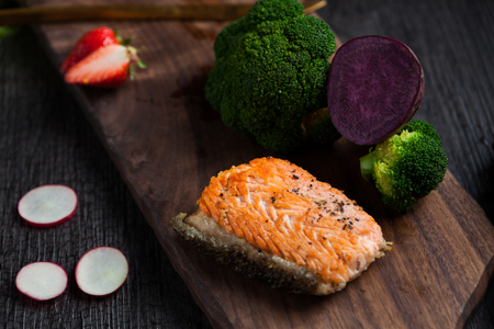 Fried salmon, healthy diet, health foodの写真素材