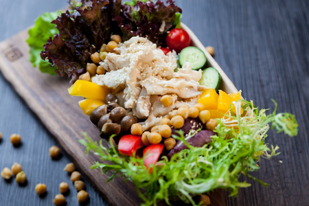 salad with boiled chickenの写真素材