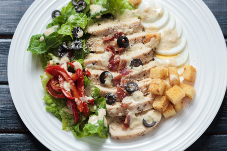 Healthy meal, on black backgroundの写真素材