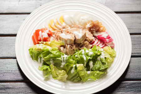 Healthy meal, on black backgroundの写真素材