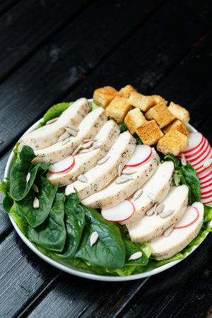 Healthy meal, on black backgroundの写真素材