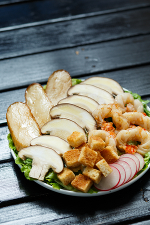 Healthy meal, on black backgroundの写真素材