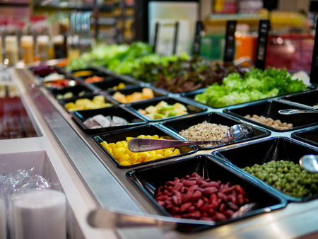 Salad bar with smooth light and shadow.の写真素材