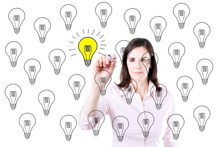 Business woman drawing a great idea concept.の写真素材