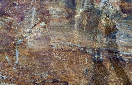 Abstract igneous rock with textures in rural scene