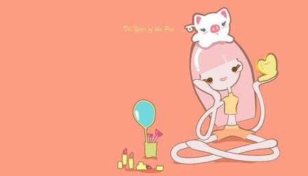 cute girls vector design set Zodiac conceptのイラスト素材