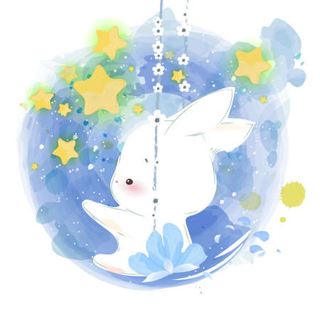 pattern Doodle baby lion in watercolor.のイラスト素材