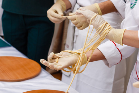 Breakfast buffet with a variety of snacks cooking eatの写真素材