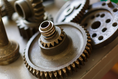 Old diesel engine and spare parts the old machine repair auto partsの写真素材