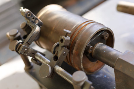 Old diesel engine and spare parts the old machine repair auto partsの写真素材