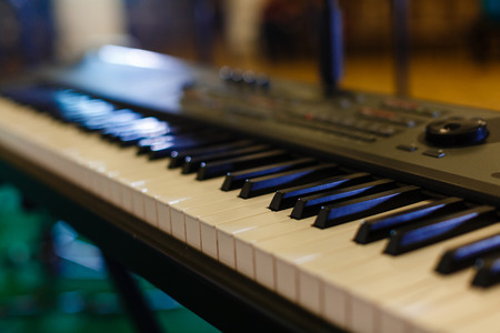 background of piano keyboard, close up electronic piano keysの写真素材
