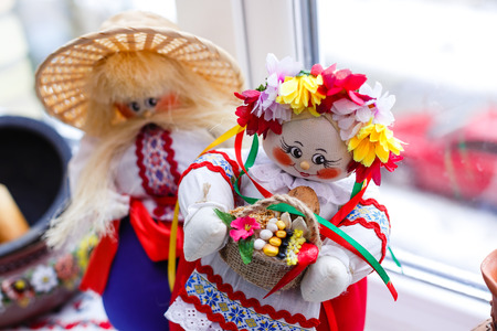Ukrainian traditional the magic guarded handmade dolls motankaの写真素材