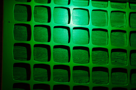 Wooden grill on the wall green Wooden decor latticeの写真素材