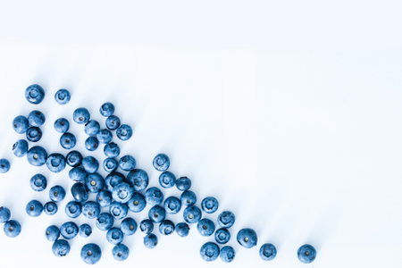 Tasty blueberries isolated on white background. Blueberries are antioxidant organic superfood.の写真素材