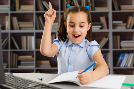Learning European language. Smart child girl