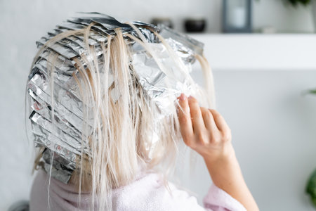 Blond woman at the Hair Salonの写真素材