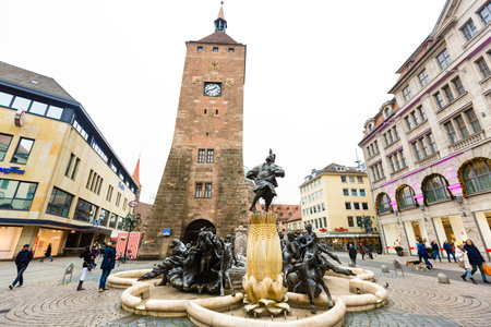 Nuremberg, Germany - Dec 31, 2019: Christkindlesmarkt in NÑrnbeのeditorial素材