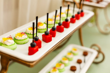 A plate of food on a tableの写真素材