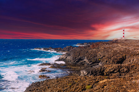 Atlantic ocean wild coast, Tenerife, Canary islands, Spainの写真素材