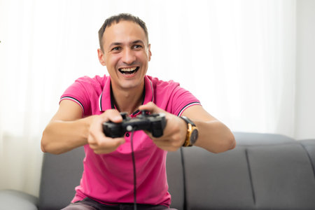 Man playing with a video game controller