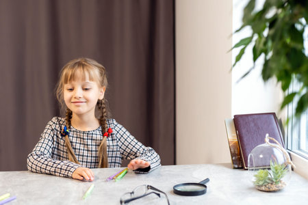 Little School Girl Doing Homework
