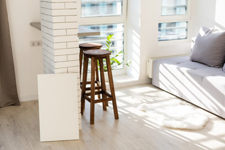 white photo canvas stands in the roomの写真素材