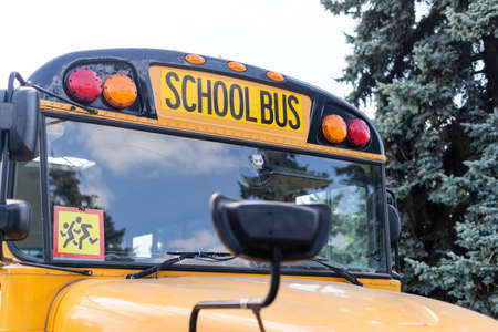 The school bus is yellow. Back to school concept.の写真素材