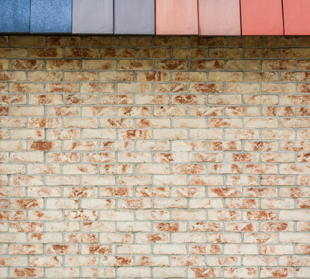 red brick wall house roof details closeup
