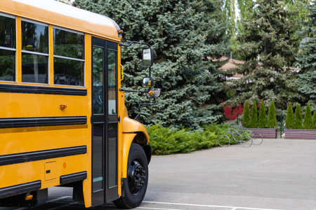 The school bus is yellow. Back to school concept.の写真素材