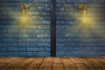 Wooden table and blur restaurant background